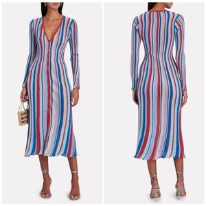 Misa Los Angeles Rafael Striped Long Sleeve Midi Dress